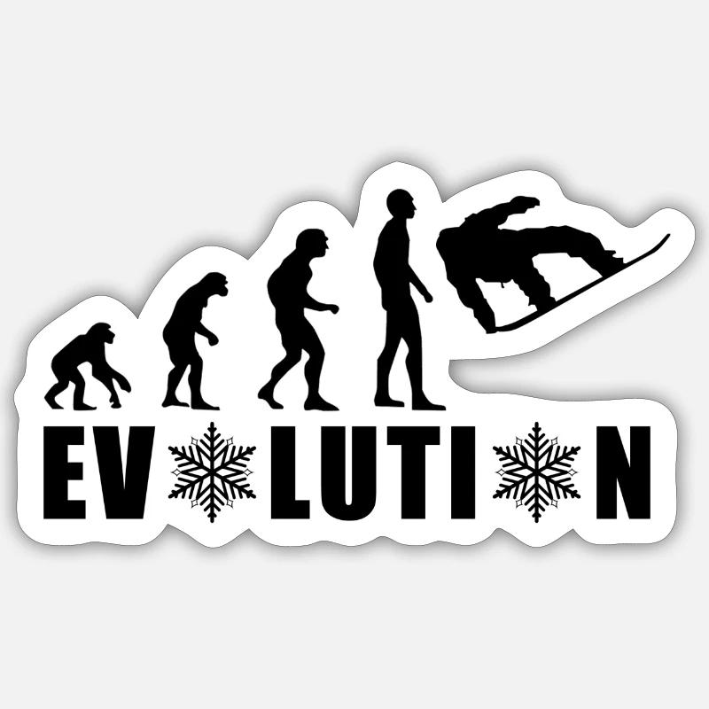 EVOLUTION SNOWBOARD Schnee Winter Geschenk Sticker Größe S (10 x 10 cm)