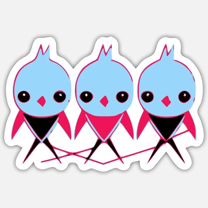 3 petits oiseaux - Sticker taille S (10 x 10 cm) - blanc mat