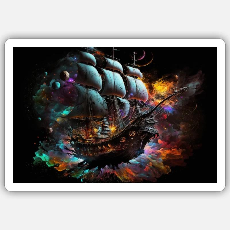 SpaceShip - Sticker taille S (10 x 10 cm) - blanc mat