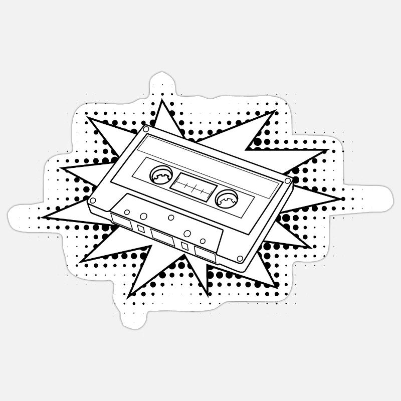 Cassette rétro - Sticker taille S (10 x 10 cm) - blanc mat