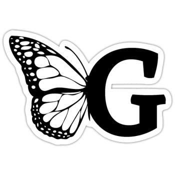 lettre g papillon - Sticker taille S (10 x 10 cm) - blanc mat - Devant