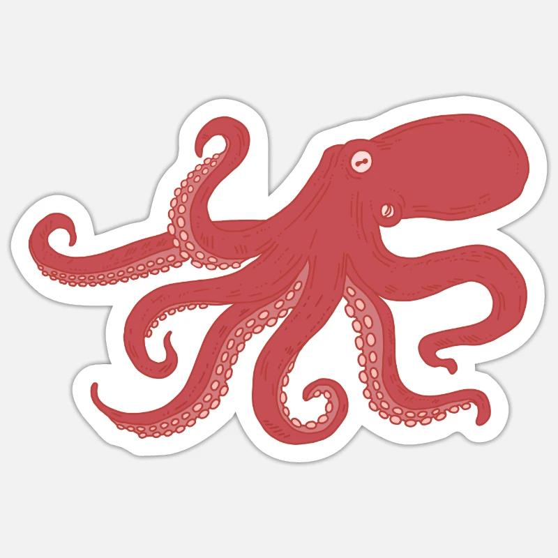 Octopus - squid - Sticker size S (10 x 10 cm) - white matte