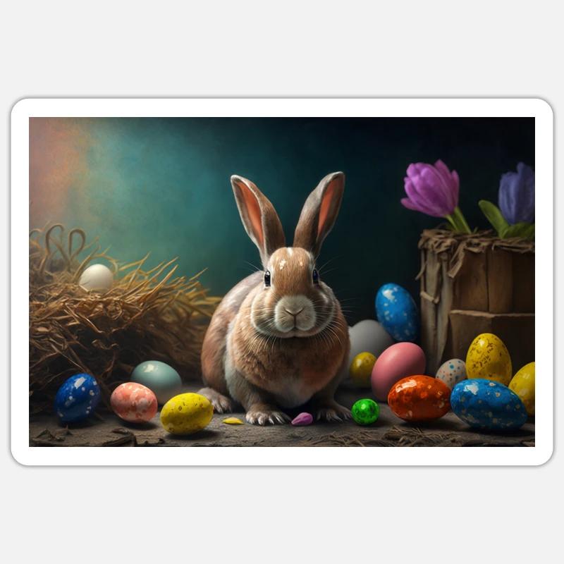 Easter Bunny 1 - Sticker size S (10 x 10 cm) - white matte