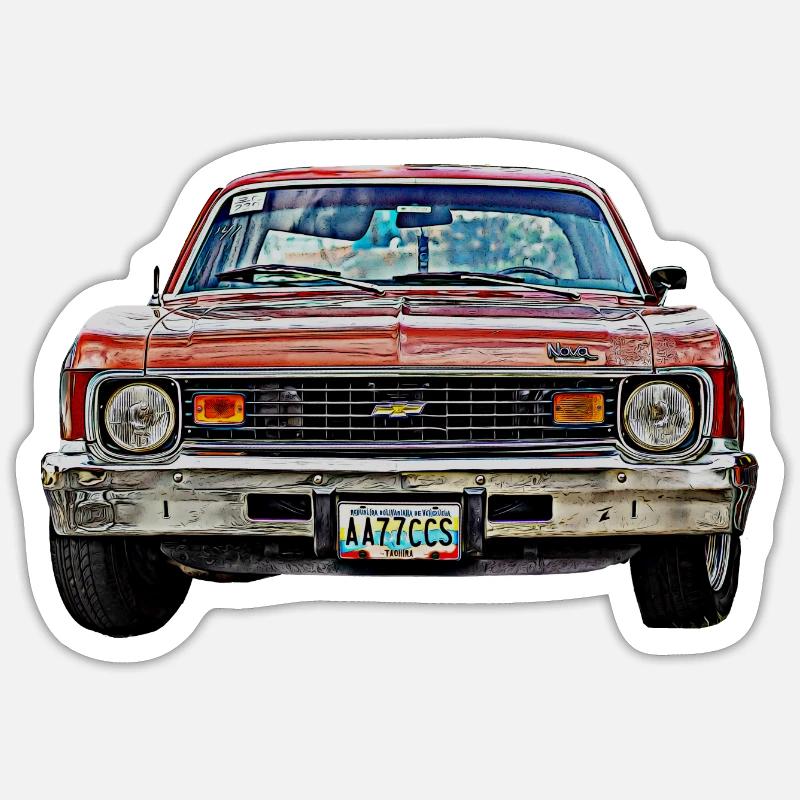 Oldtimer USA nova - Sticker Größe S (10 x 10 cm) - Mattweiß