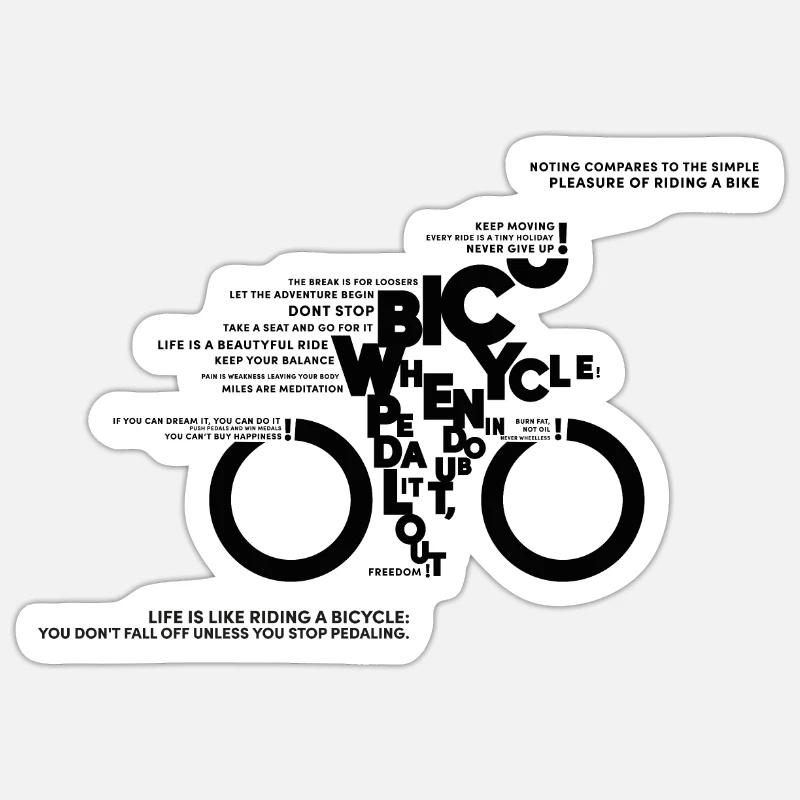 Bicycle Typodesign - Vélo, Amour de vélo, Citations Sticker taille S (10 x 10 cm)