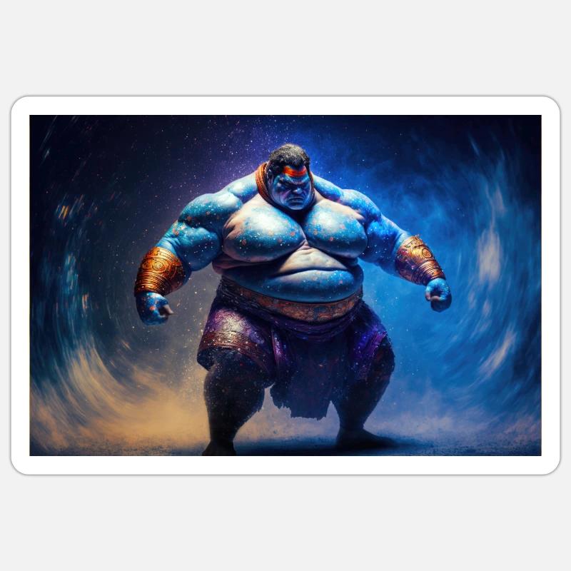 Sumo-Gott - Sticker Größe S (10 x 10 cm) - Mattweiß