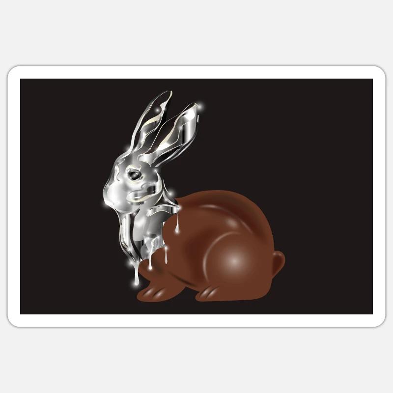Chocolate Easter bunny in high-gloss chrome look Sticker size S (10 x 10 cm)