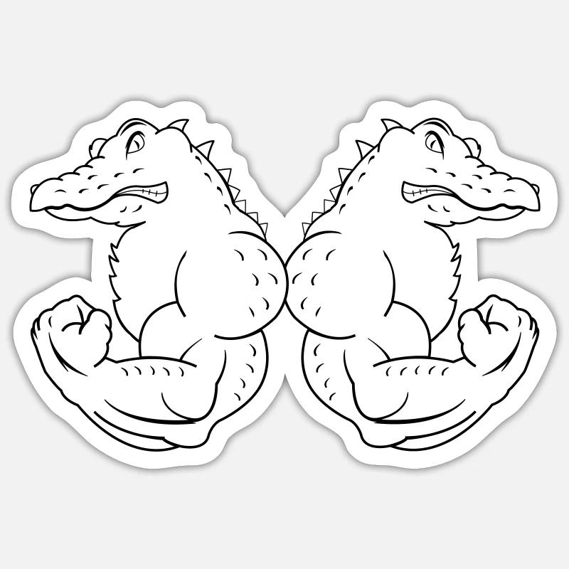 Crocodiles forts - Sticker taille S (10 x 10 cm) - blanc mat