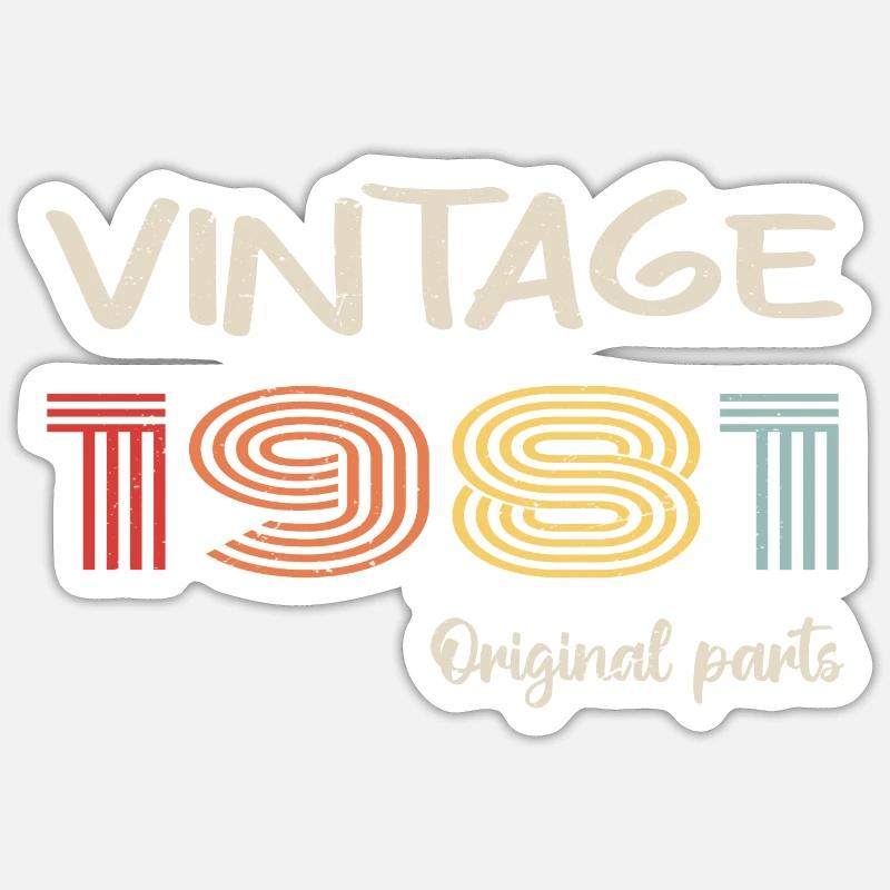 Original 1981 Vintage | Geburtstagsgeschenk 1981 - Sticker Größe S (10 x 10 cm) - Mattweiß
