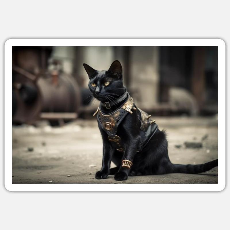 Cat Black - Sticker size S (10 x 10 cm) - white matte