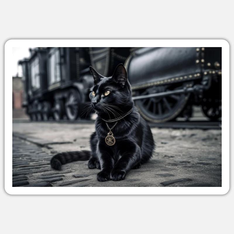 Noir chat 6 Sticker taille S (10 x 10 cm)