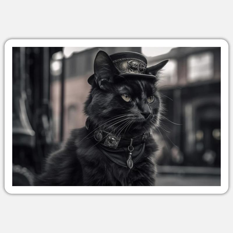 Cat Black3 - Sticker size S (10 x 10 cm) - white matte