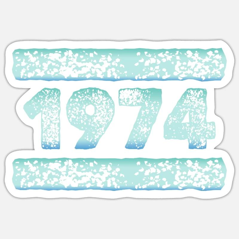 Année 1974 - Sticker taille S (10 x 10 cm) - blanc mat
