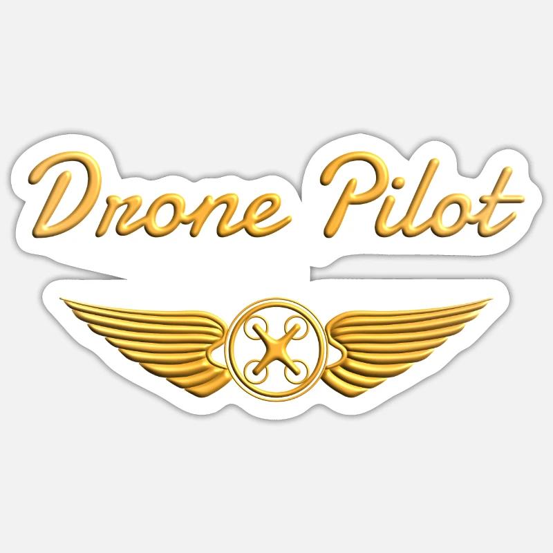 Drone Pilot Badge Quadcopter - Sticker taille S (10 x 10 cm) - blanc mat