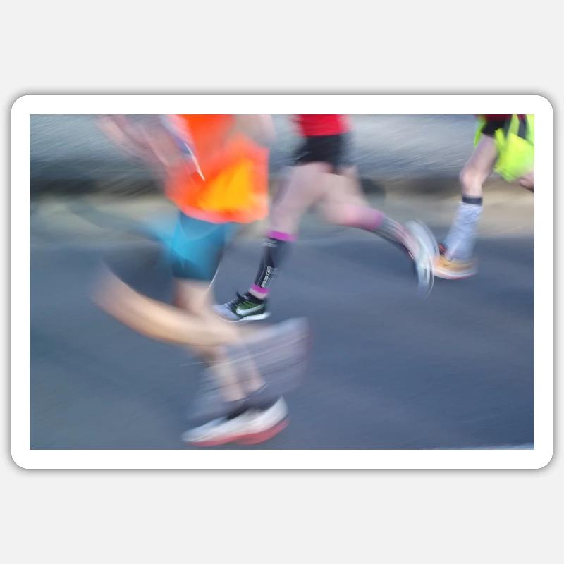 Semi-marathon - Flou de mouvement - Sticker taille S (10 x 10 cm) - blanc mat