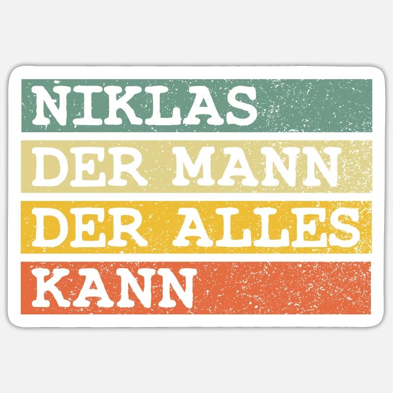 Der Mann Der Alles kann Niklas - Sticker Größe S (10 x 10 cm) - Mattweiß