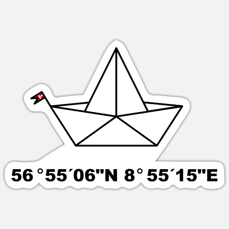 Bateau pliant, Ejerslev Havn coordonne le design Sticker taille S (10 x 10 cm)