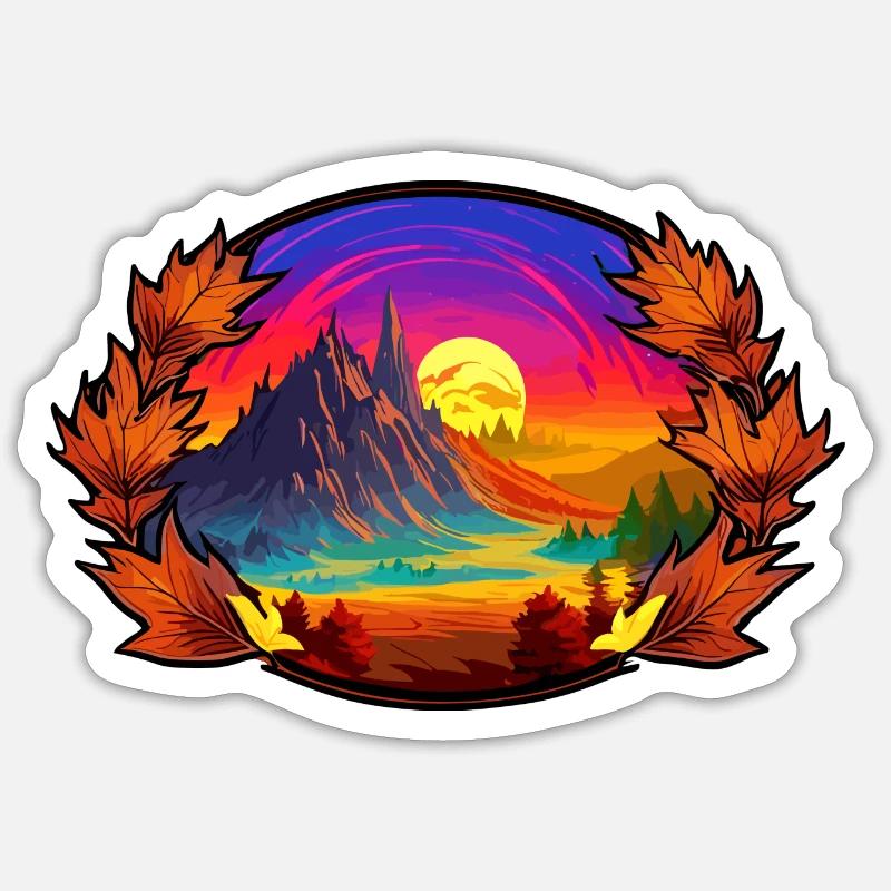 Frühlingsberge - Sticker Größe S (10 x 10 cm) - Mattweiß