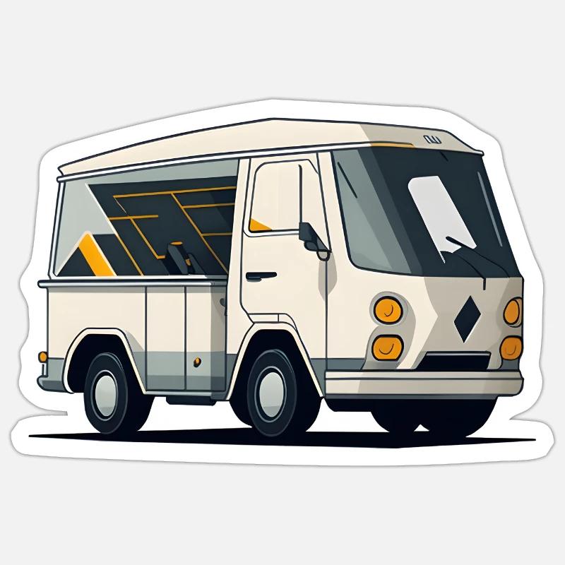Futuristic Camper Van - Sticker size S (10 x 10 cm) - white matte
