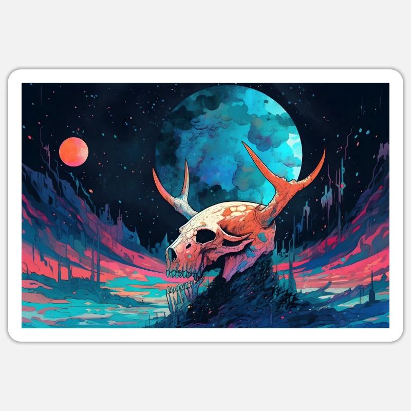 Dead Animalskull - Sticker Größe S (10 x 10 cm) - Mattweiß