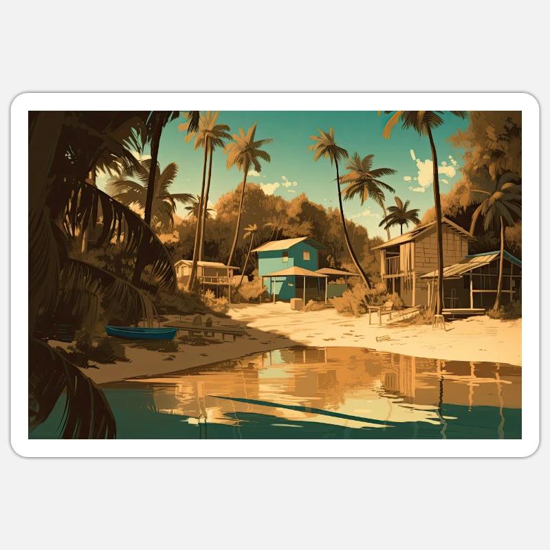 Vacances dans les mers du Sud Sticker taille S (10 x 10 cm)