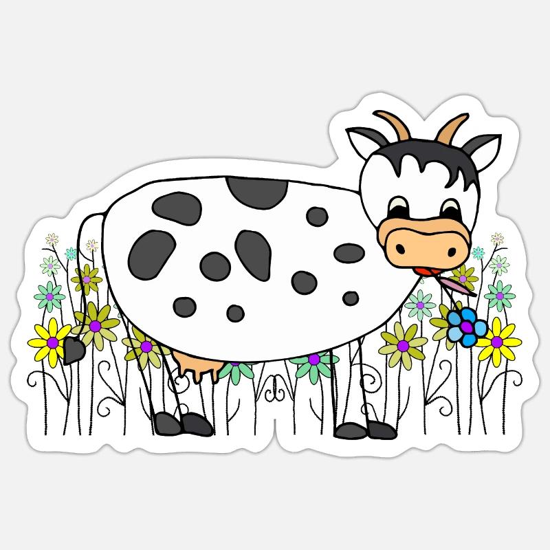 Vache - Sticker taille S (10 x 10 cm) - blanc mat