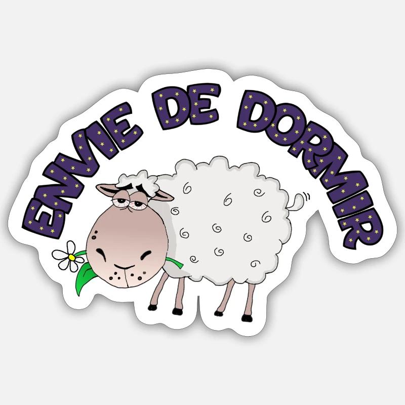 Envie de dormir - Mouton Sticker taille S (10 x 10 cm)