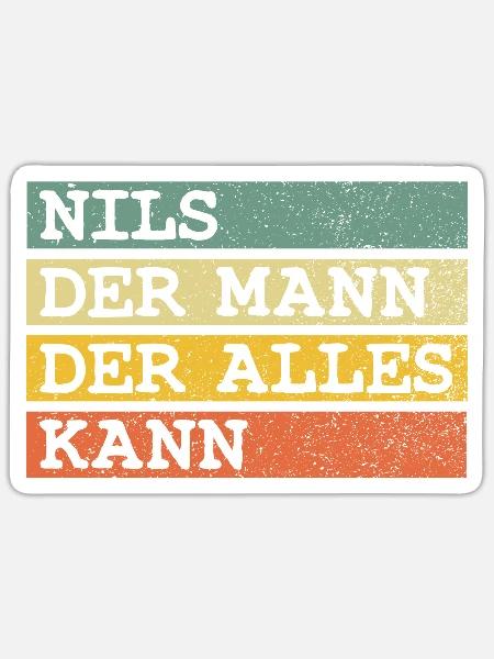 Der Mann Der Alles kann Nils - Sticker Größe S (10 x 10 cm) - Mattweiß