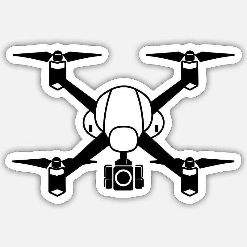 Drohne - Sticker Größe S (10 x 10 cm) - Mattweiß
