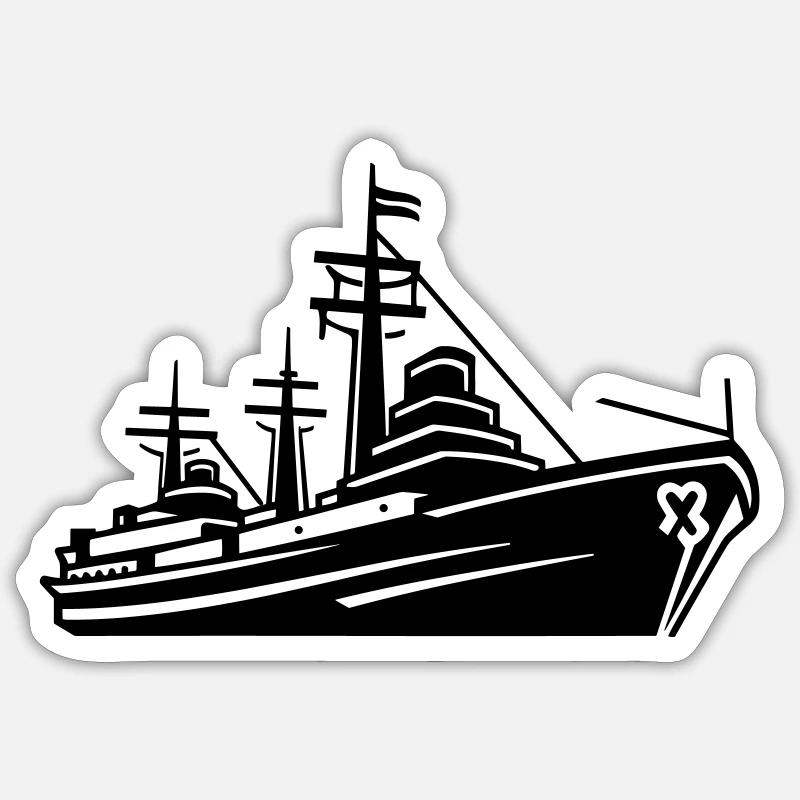 Bateau de combat Sticker taille S (10 x 10 cm)