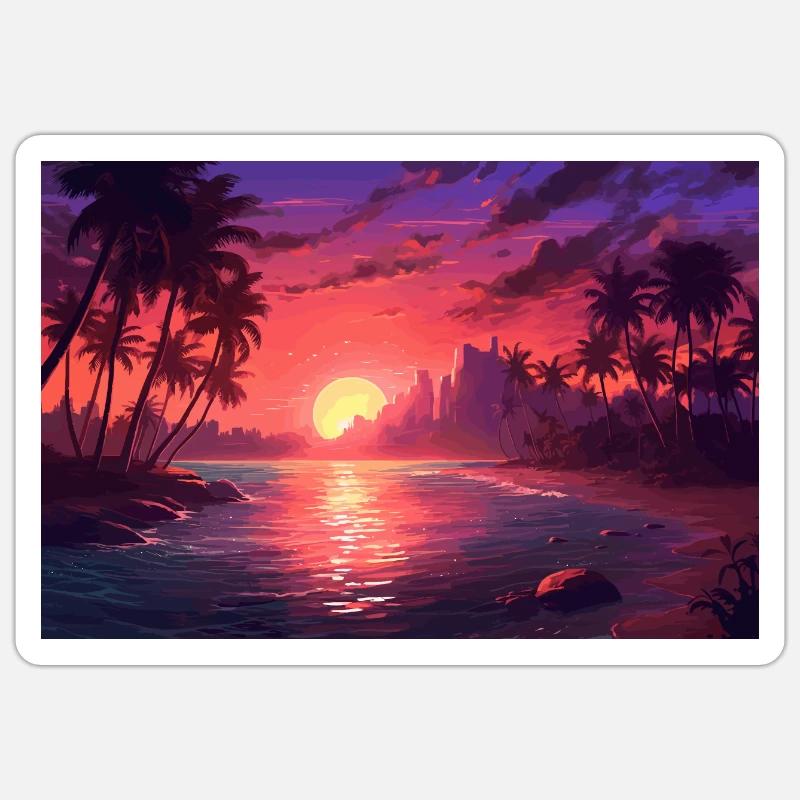 Beach Palm Trees Sunset Sticker size S (10 x 10 cm)