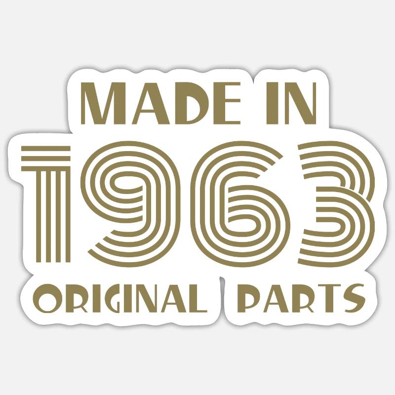 Fait 1963 Anniversaire Rétro - Sticker taille S (10 x 10 cm) - blanc mat