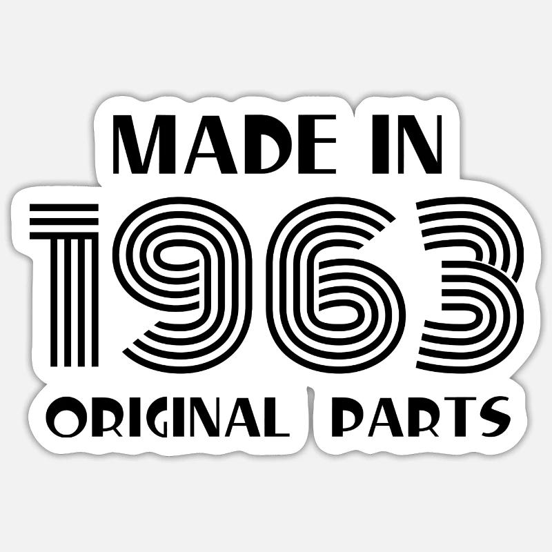 Fait 1963 anniversaire rétro - Sticker taille S (10 x 10 cm) - blanc mat