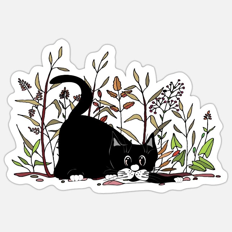 Chat - Sticker taille S (10 x 10 cm) - blanc mat