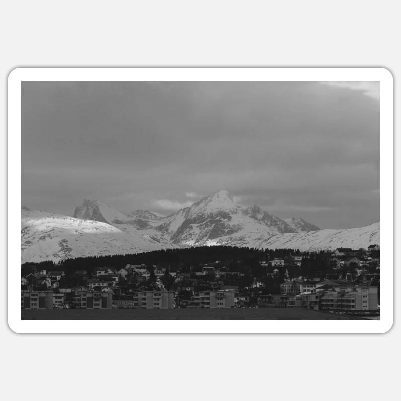 Tromsø skyline - Sticker Größe S (10 x 10 cm) - Mattweiß