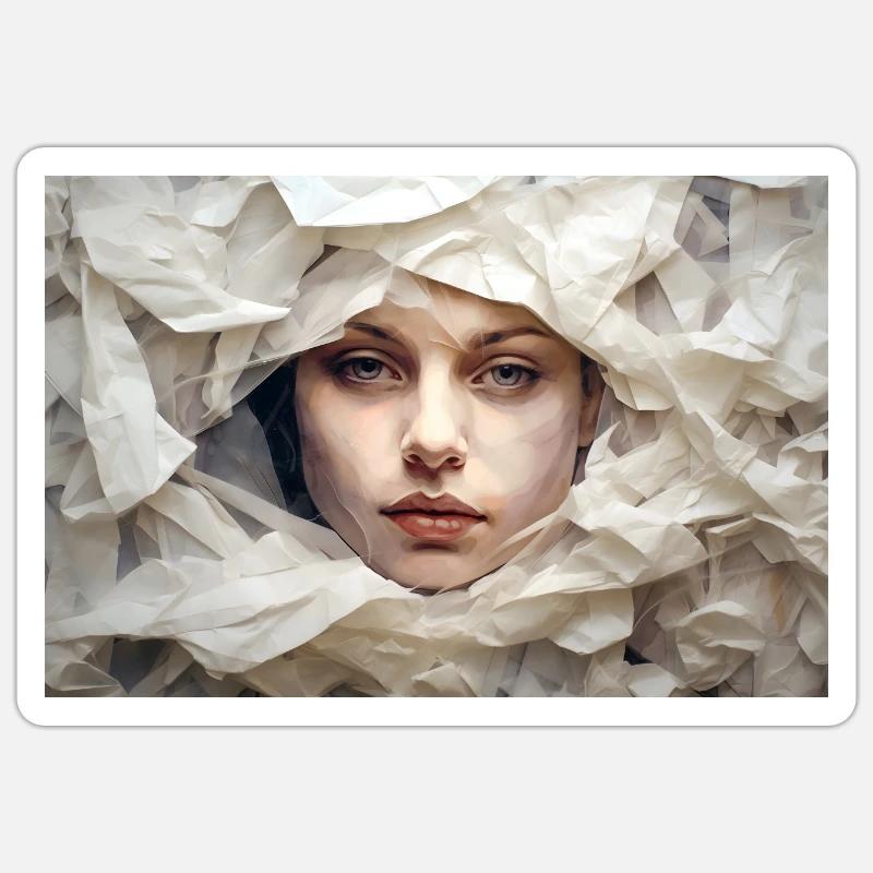 Femme timide - Sticker taille S (10 x 10 cm) - blanc mat