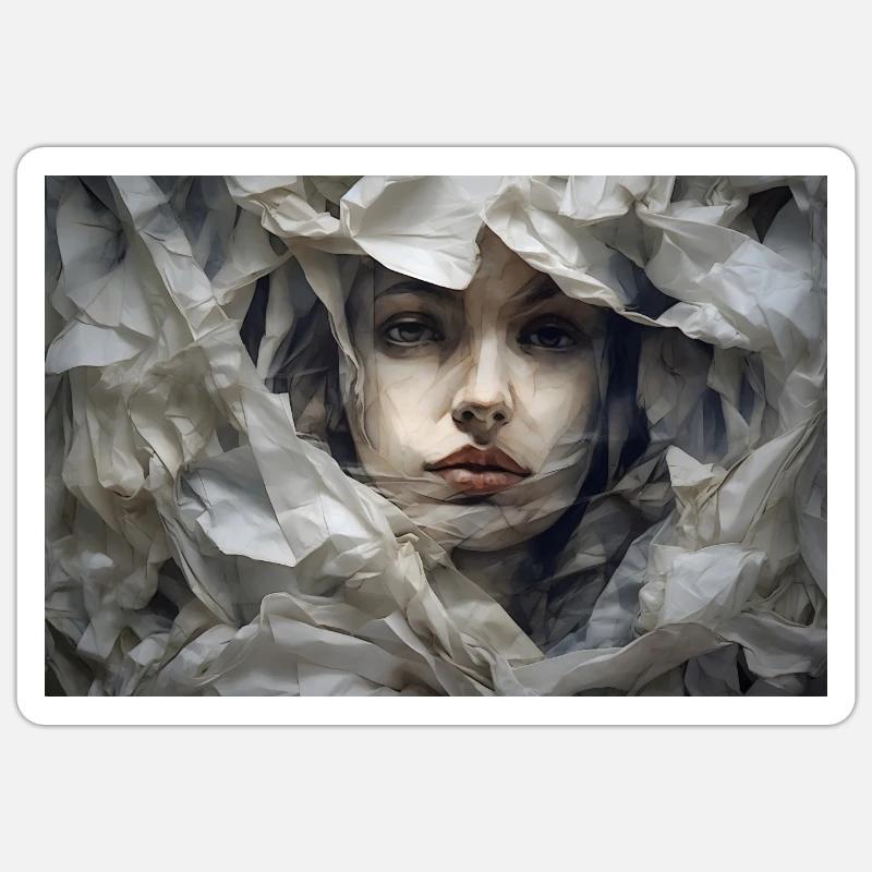 Femme timide - Sticker taille S (10 x 10 cm) - blanc mat
