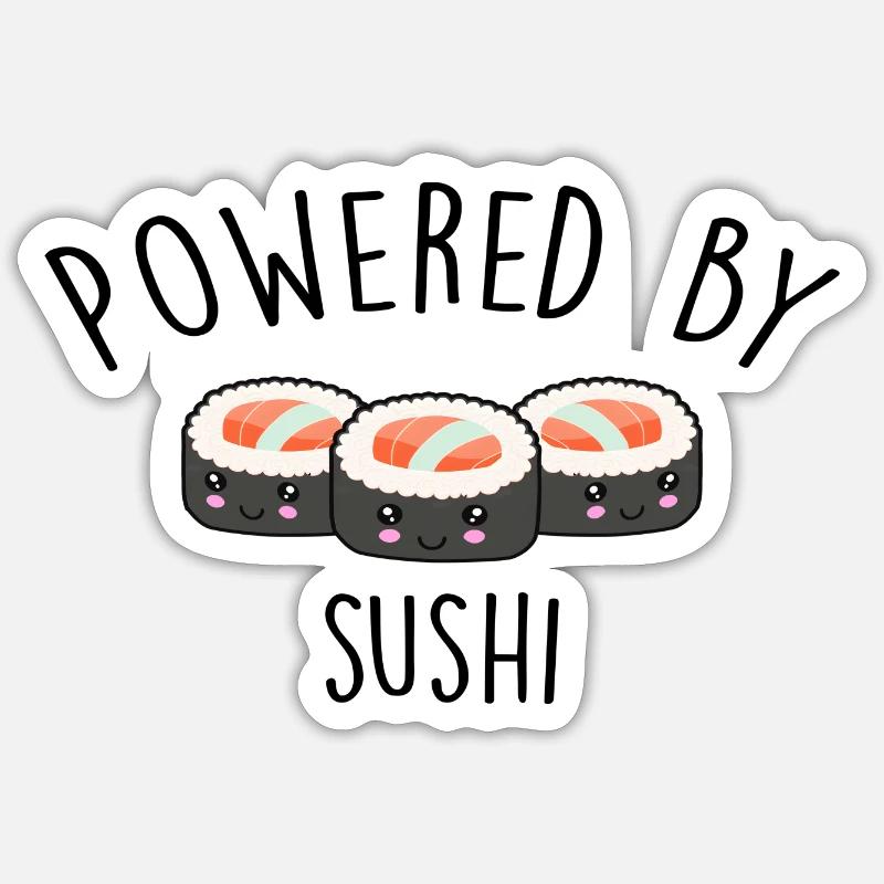 Propulsé par Sushi - Sticker taille S (10 x 10 cm) - blanc mat