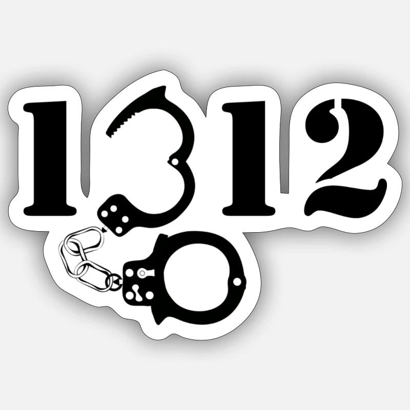 1312 schwarze Handschellen Sticker Größe S (10 x 10 cm)
