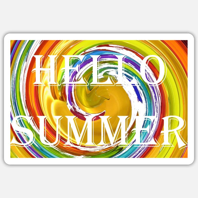 HELLO SUMMER - Sticker taille S (10 x 10 cm) - blanc mat