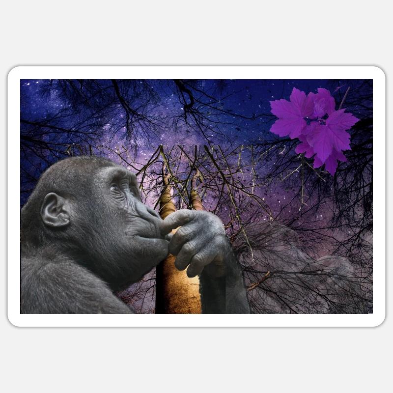 Singe. - Sticker taille S (10 x 10 cm) - blanc mat