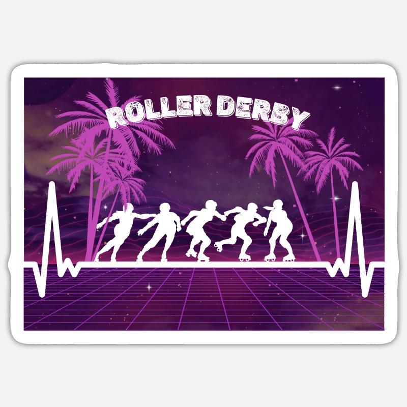 Roller Derby mit Herzschlag - Sticker Größe S (10 x 10 cm) - Mattweiß