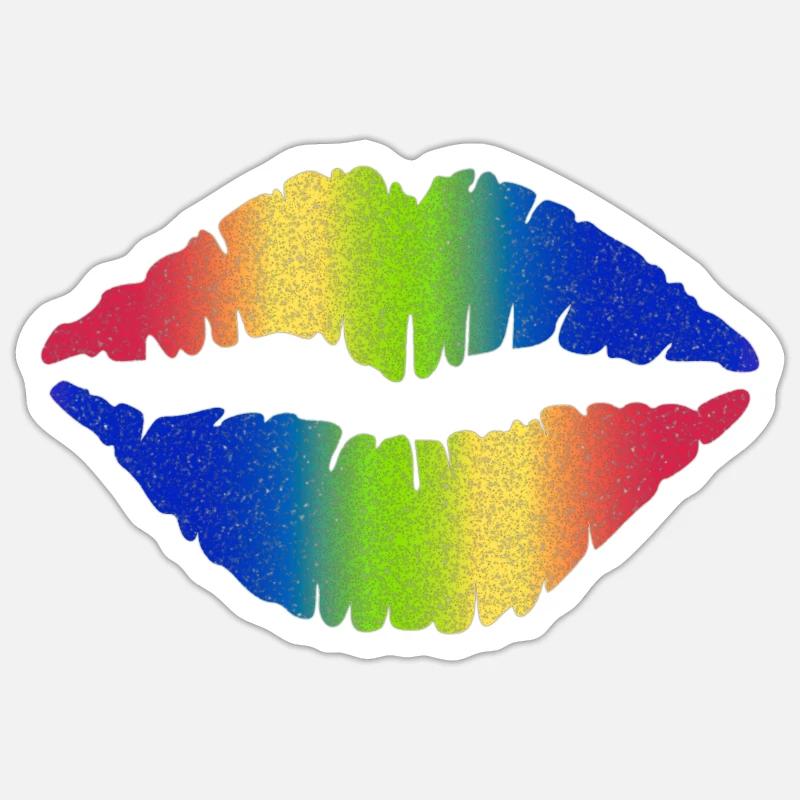 Rainbow Lips Pride - Sticker size S (10 x 10 cm) - white matte