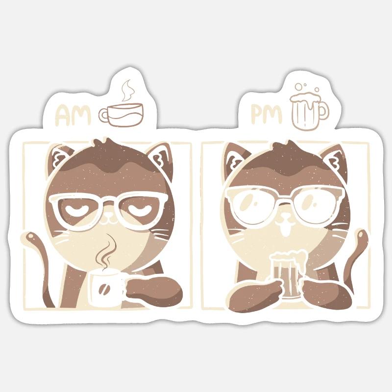 Kaffee am Morgen, Feierabend Bier Sticker Größe S (10 x 10 cm)