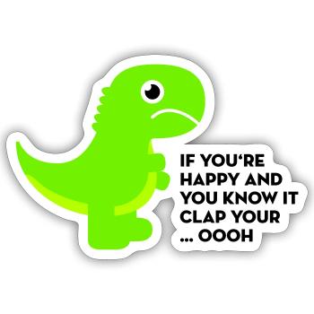 T-Rex clap your hands - Sticker size S (10 x 10 cm) - white matte - Front