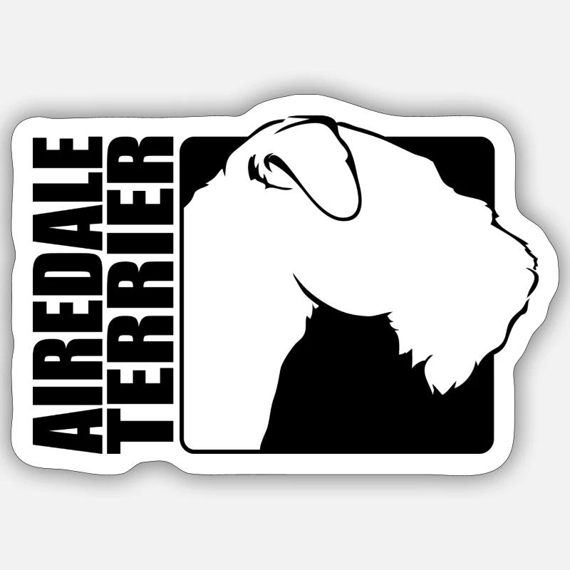 Airedale Terrier Profil Chien Chiens Wilsigns - Sticker taille S (10 x 10 cm) - blanc mat