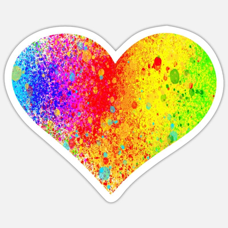 Regenbogen Herz - Sticker Größe S (10 x 10 cm) - Mattweiß