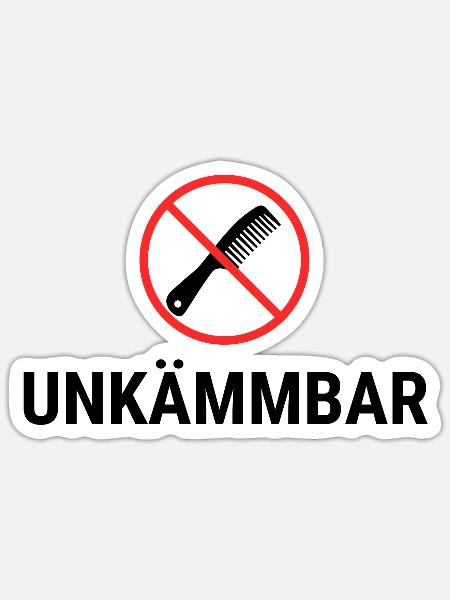 unkämmbar, kamm durchgestrichen - Sticker Größe S (10 x 10 cm) - Mattweiß