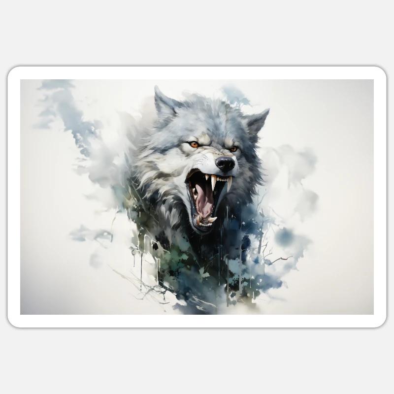 Bozkurt - grey wolf abstract - Sticker size S (10 x 10 cm) - white matte