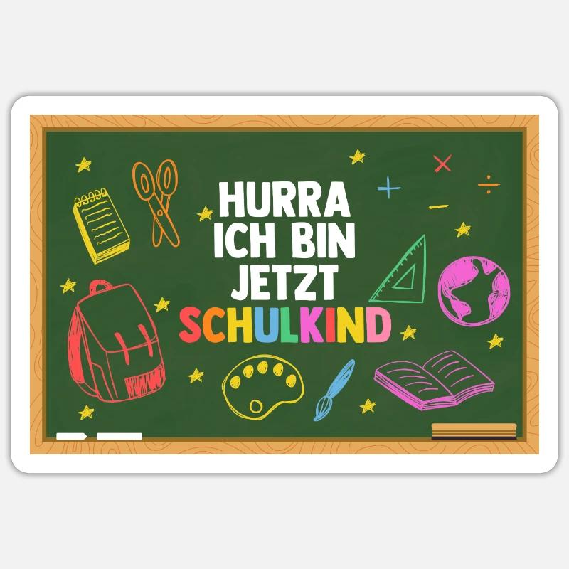 Erste Klasse Einschulung Erstklässler Schulkind - Sticker Größe S (10 x 10 cm) - Mattweiß